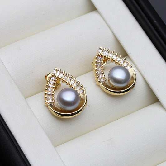 Genuine Freshwater Pearl Statement Teardrop Earrings in Gold